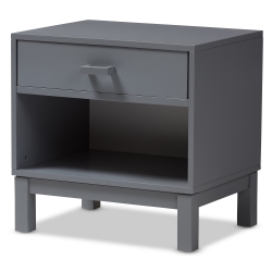 Baxton Studio Deirdre Modern and Contemporary Grey Wood 1-Drawer Nightstand